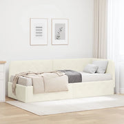 Cornice del letto ad angolo Crema 80 x 200 cm Velluto