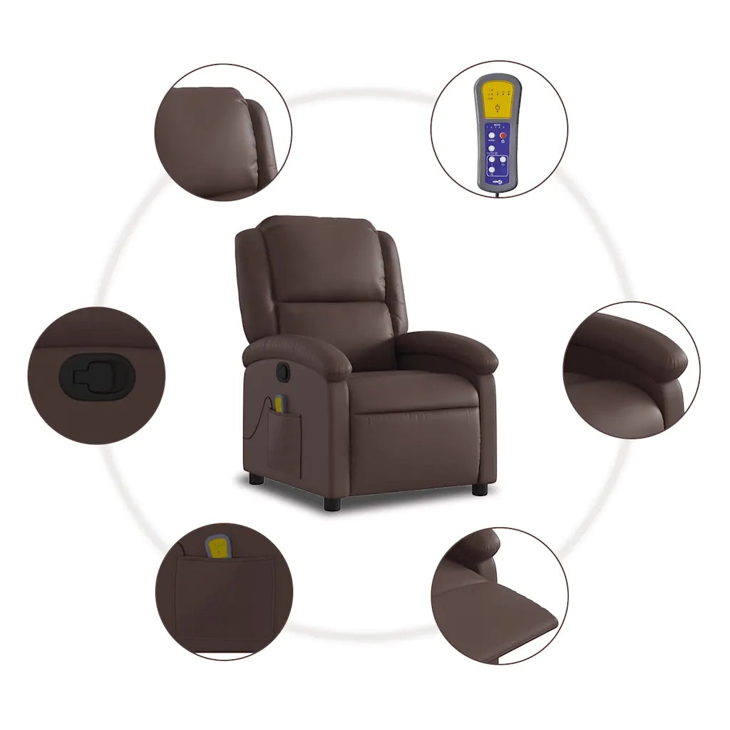 Poltrona Massaggiante | Sedia Relax Reclinabile marrone in Similpelle