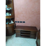 Mobile Porta TV 4 cassetti 3 ripiani arte povera in legno massello e mdf con rifinitura in noce 117X49X53 H
