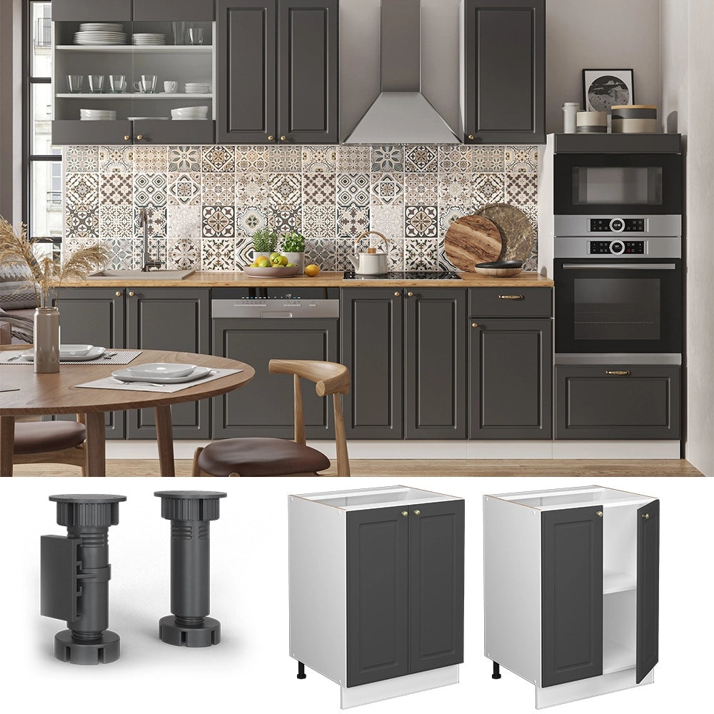 Mobiletto base cucina Fame-Line Antracite-oro/Bianco 60 cm, PL Rovere Vicco
