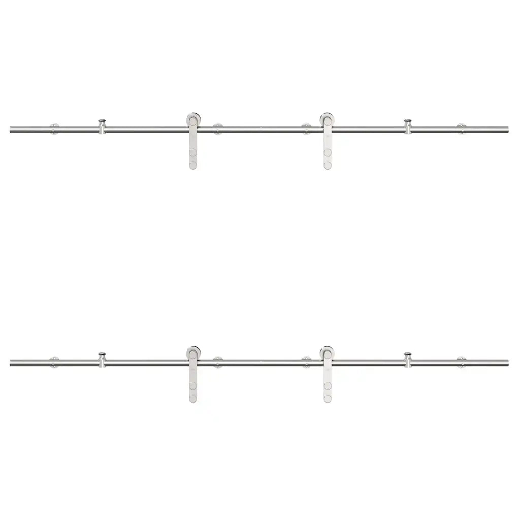 Kit Binari Porta Scorrevole 200 cm Acciaio Inossidabile Argento