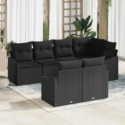 Set Divano da Giardino con cuscino 7 pcs Nero polyrattan 3355432