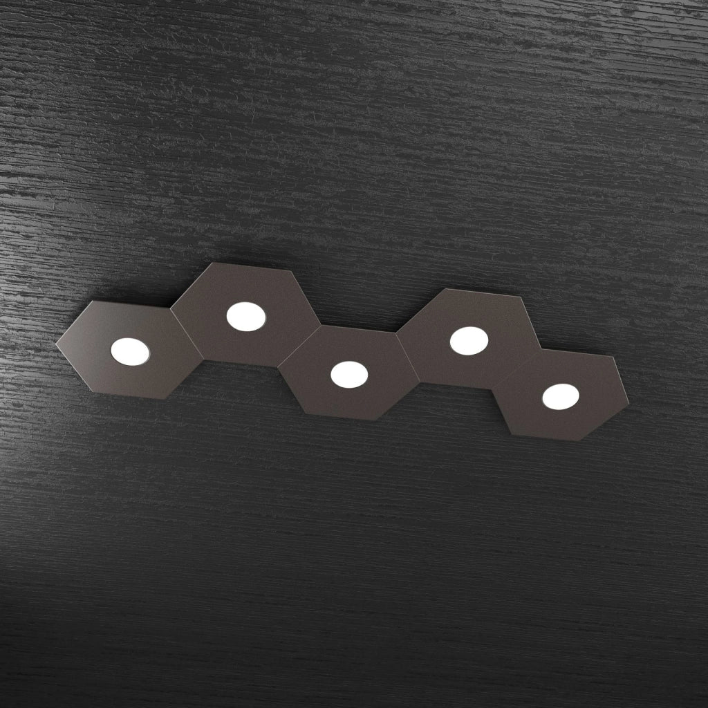 HEXAGON APPLIQUE-PLAFONIERA 5 LUCI MARRONE 1142-5L-MA