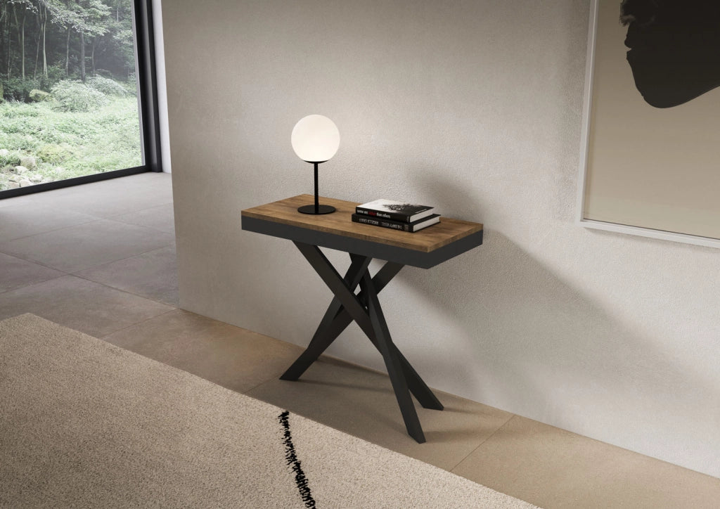 Consolle allungabile 90x40/196 cm Sakuro Small Evolution Noce gambe antracite