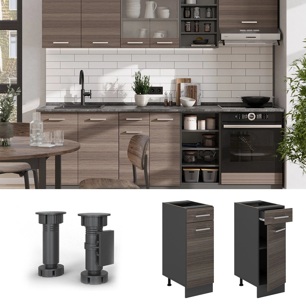 Mobiletto base per cucina R-Line Grigio nobile/Antracite 30 cm, PL Antracite Vicco