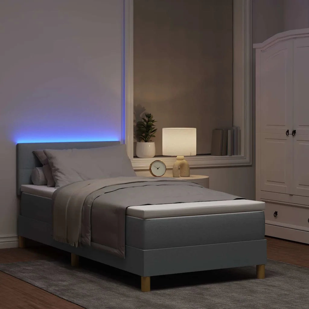 Letto a Sorgente LED con led Grigio chiaro 90 x 200 cm Tessuto