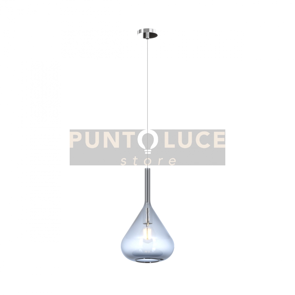 SOSPENSIONE CROMO 1 LUCE VETRO BLU 1177CR-S1-BL