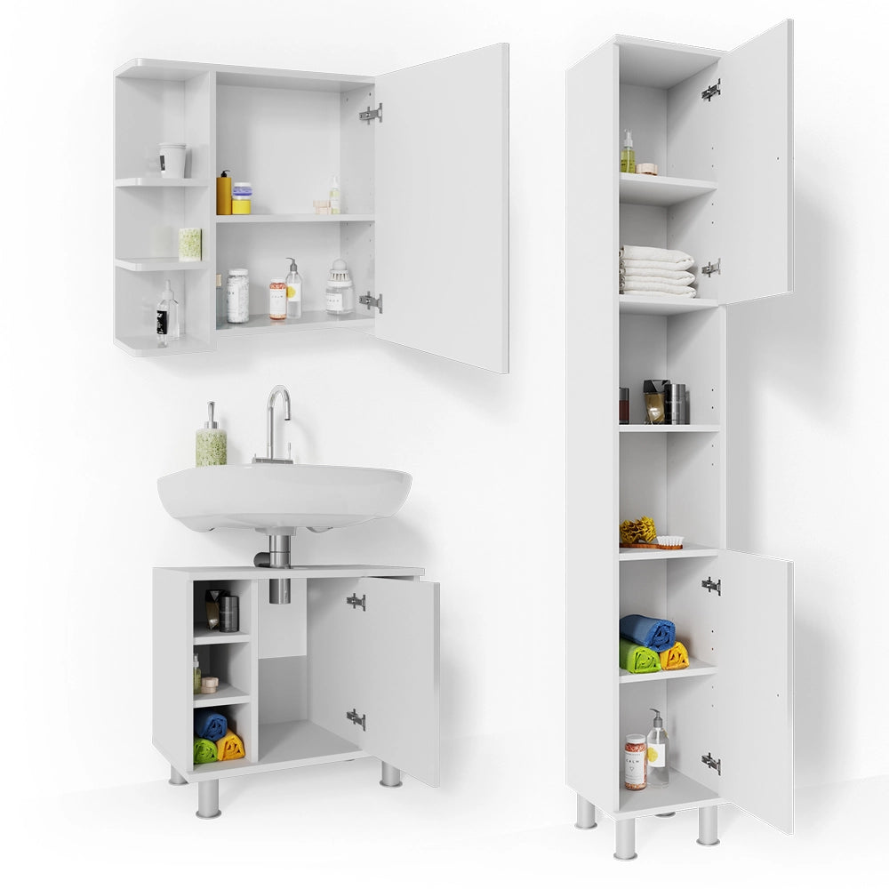 Vicco Set mobili bagno Bianco lucido 3 parti