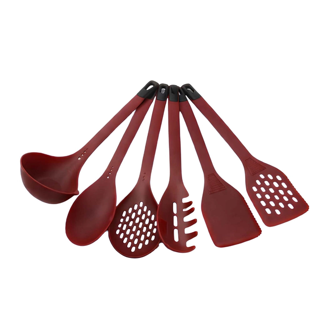 Set di Utensili da Cucina 6 Pezzi in Silicone Resistente con Supporto Bordeaux Cheffinger