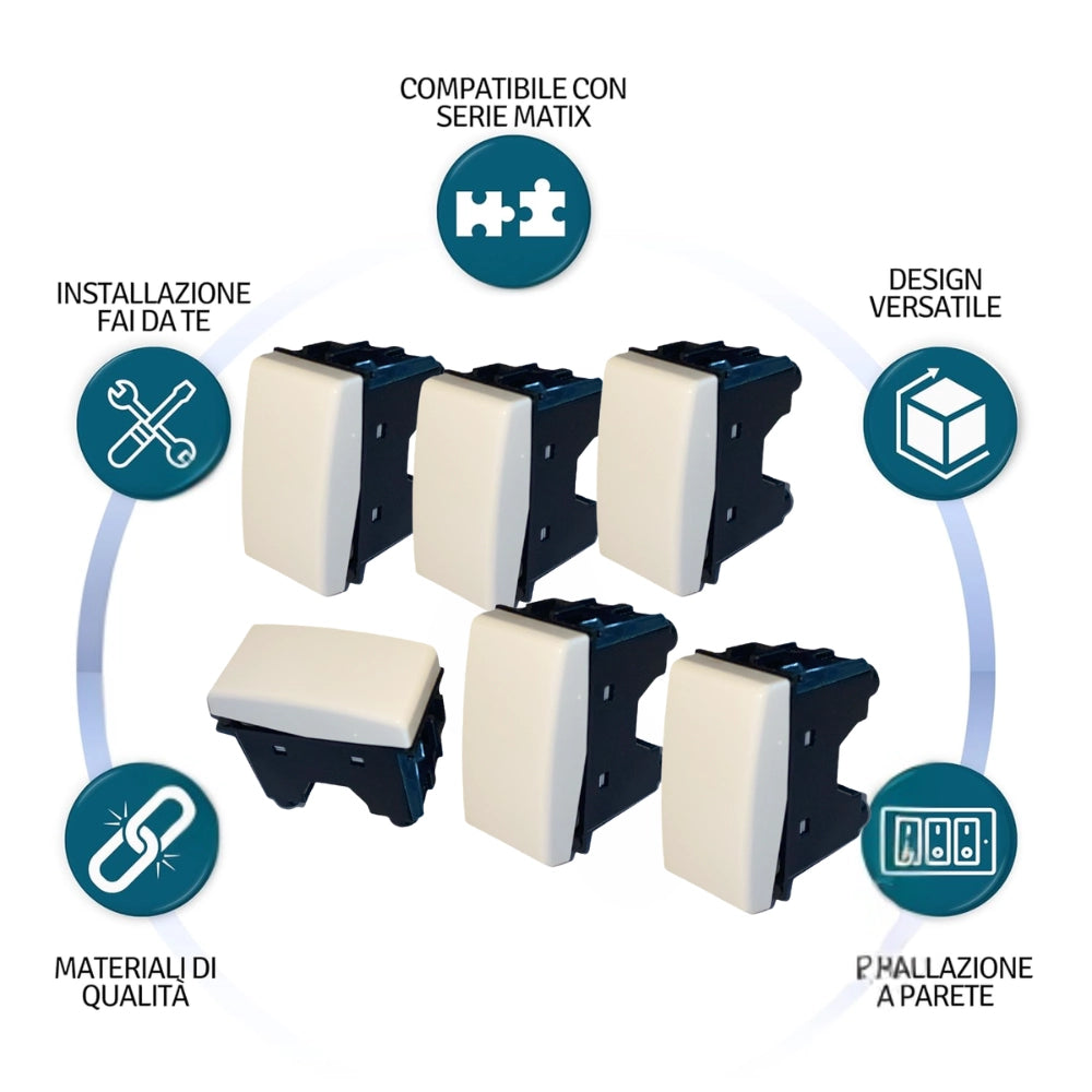 Biesse kit deviatori unipolari con spia 16a compatibili serie matix bticino *** numero pezzi 6, confezione 1