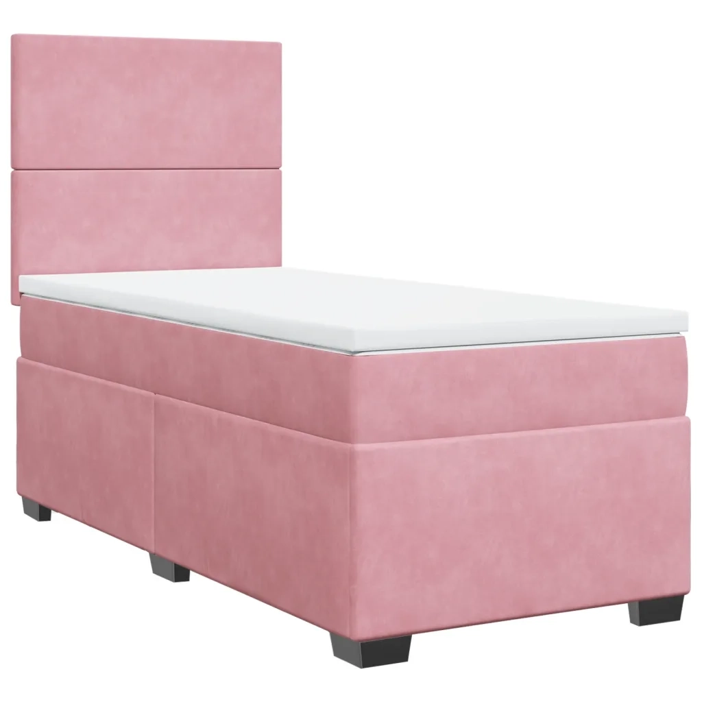 Giroletto a Molle con Materasso Rosa 80x200 cm in Velluto 3290761