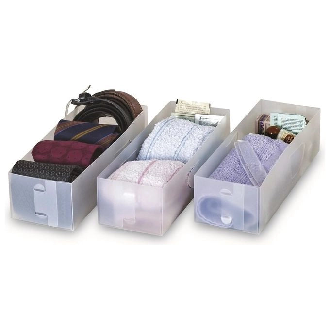 Domopak Living 911020 Set 3 Divisori per Cassetti Small 10,5x30x8 cm Polipropilene colore Bianco