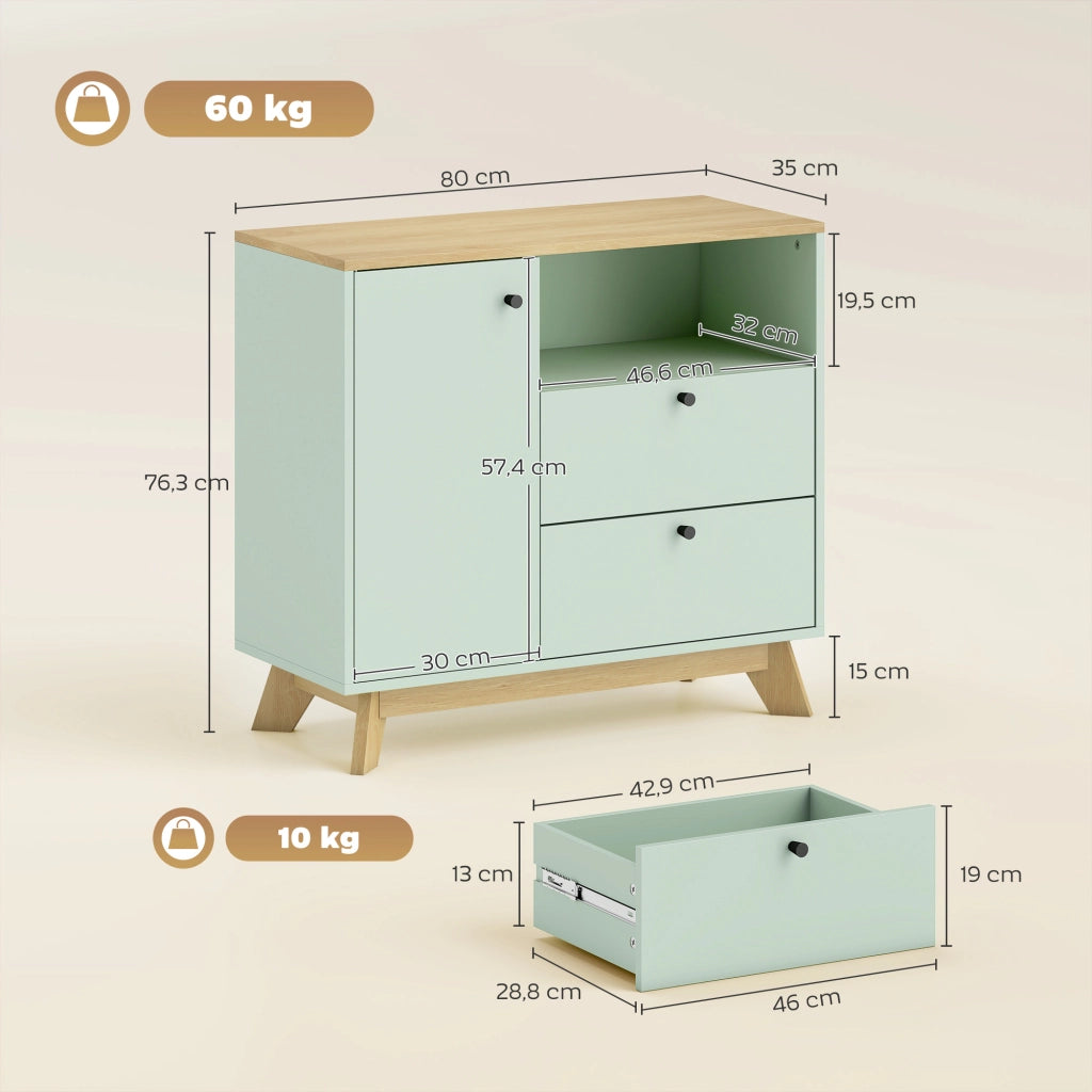 Armadio per soggiorno ¨C Minimal ¨C verde chiaro e quercia