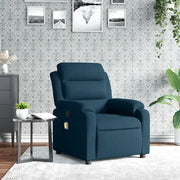 Poltrona Massaggiante Reclinabile Blu in Velluto 373521