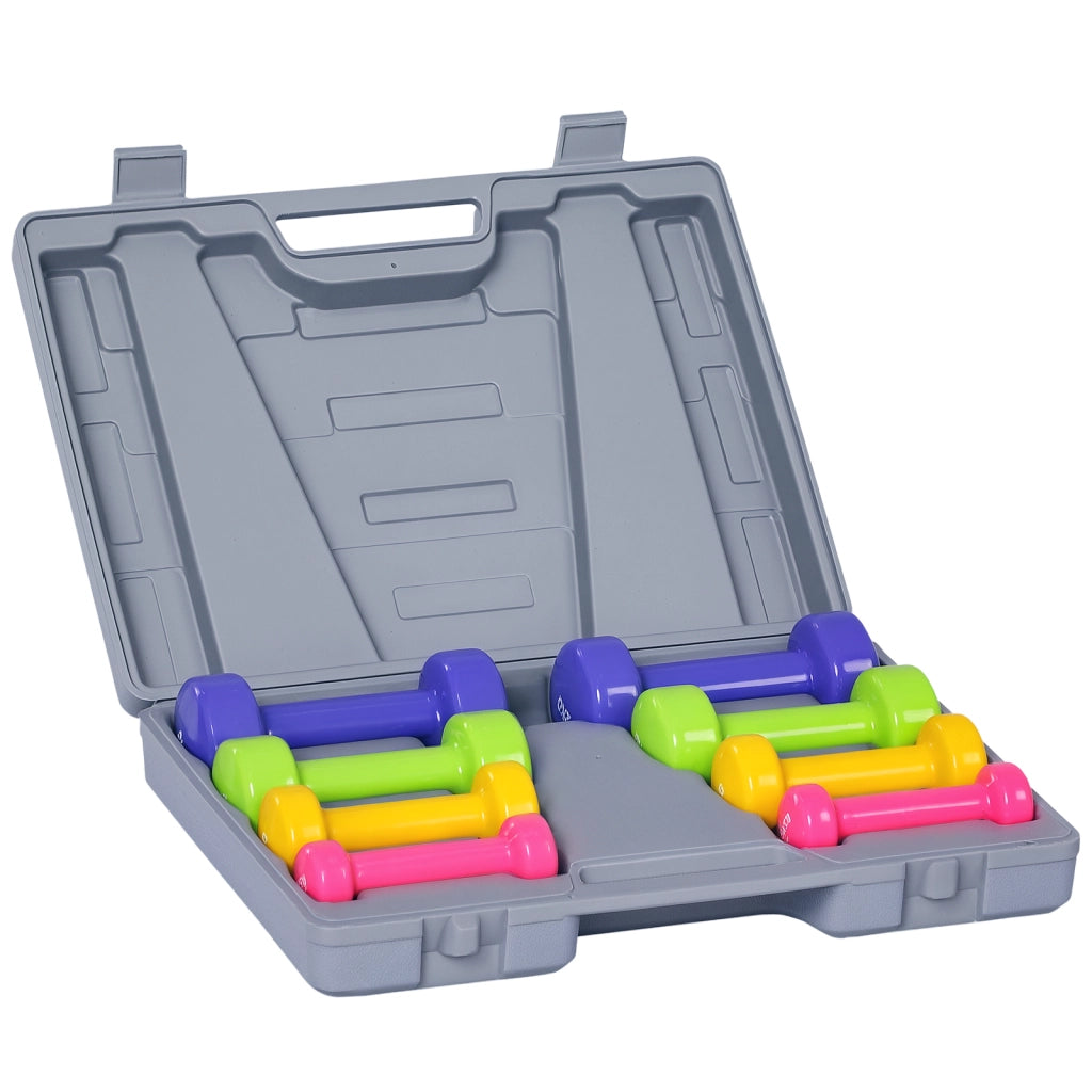 Set Manubri Pesi Palestra 10kg ¨C Minimal ¨C Fucsia Giallo Verde Viola Grigio