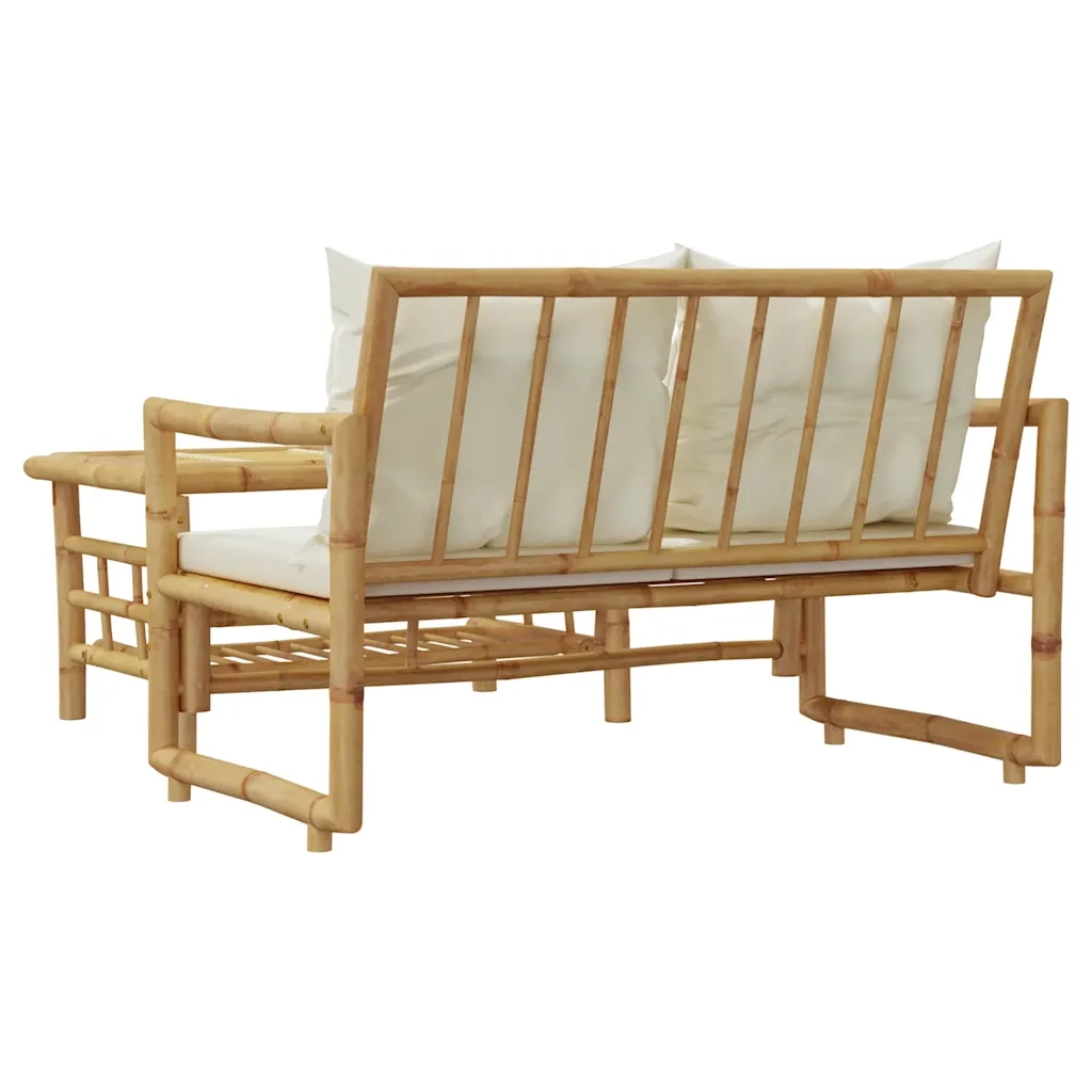 Set di divani da giardino 2 pezzi con cuscini in bambù 365870
