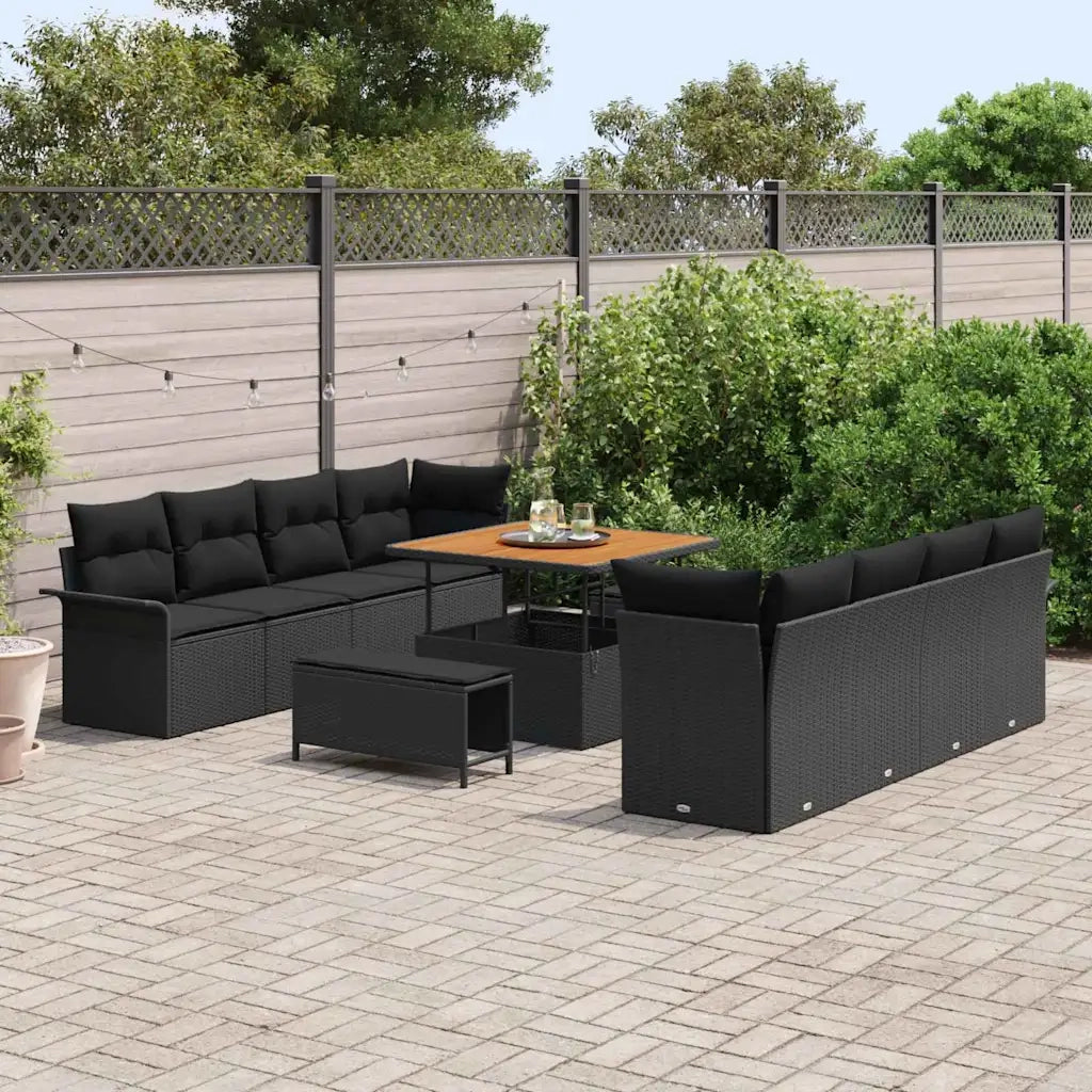 Set Divano da Giardino con cuscino Nero 100 x 100 x 71 cm 3364064