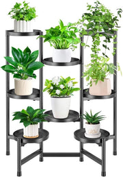 Stendardo per piante metallico - Vaso per fiori - 8 livelli - Nero - Per interni e esterni