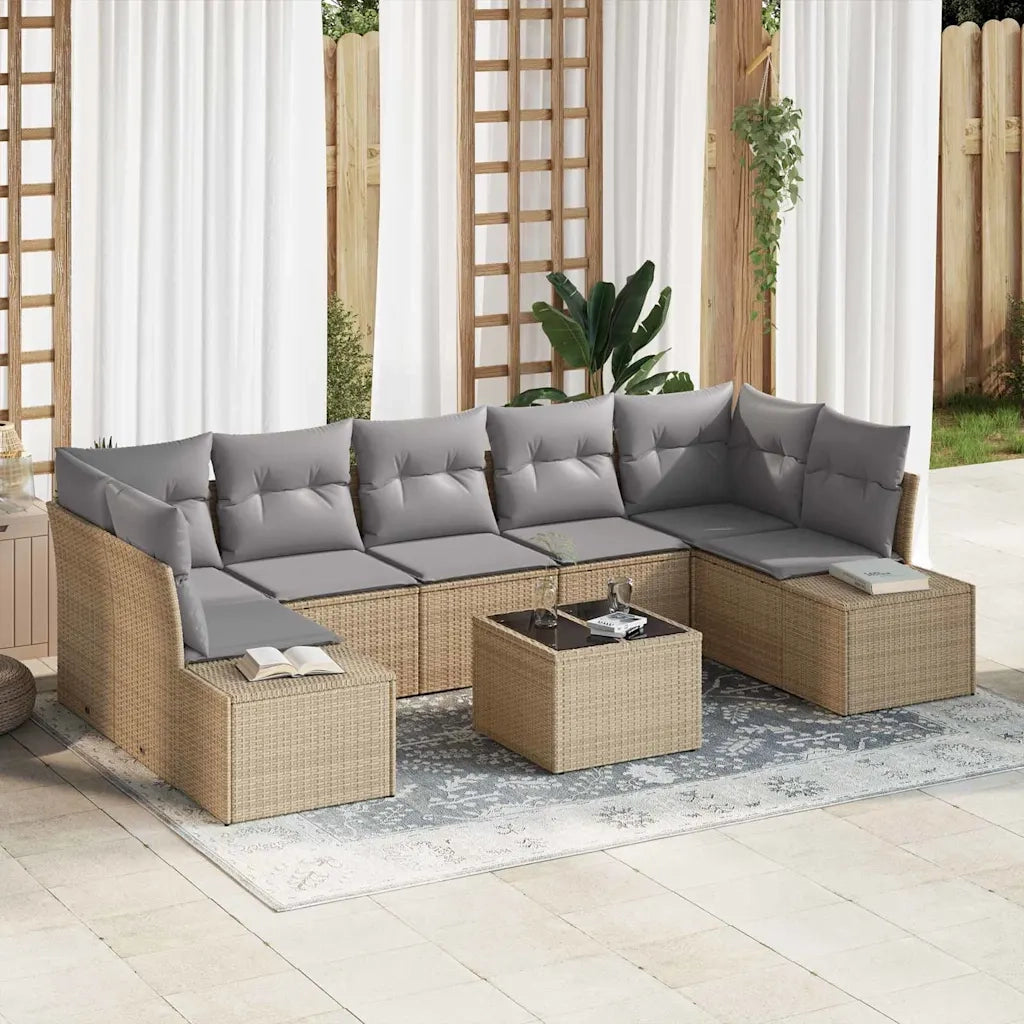 Set Divano da Giardino 8 pcs Beige e grigio polyrattan 3355649