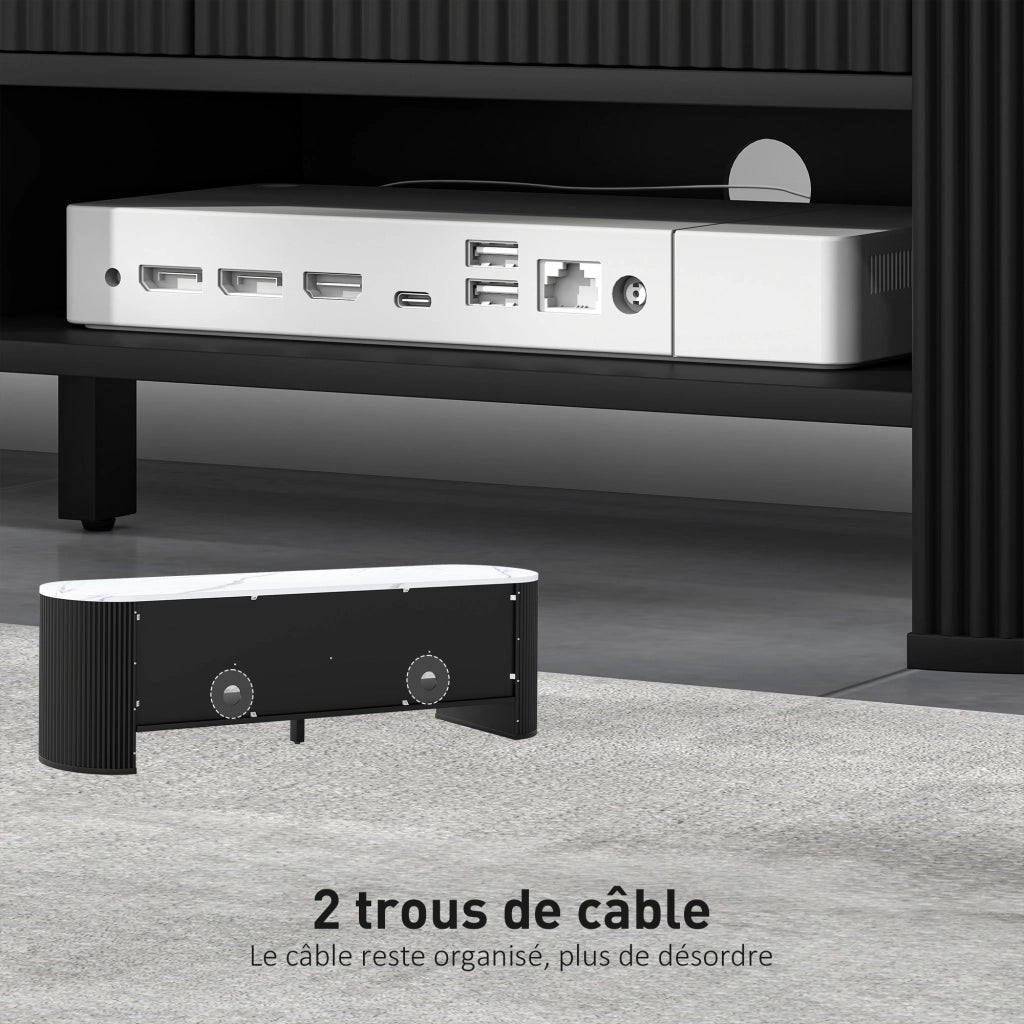Mobile TV 140 cm ¨C Xylo ¨C Effetto Marmo Nero con 3 Cassetti e 2 Ripiani