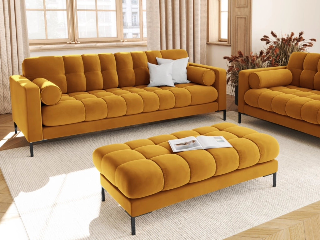 Cosmopolitan Design - Divano "Bali" 4 posti in velluto giallo 