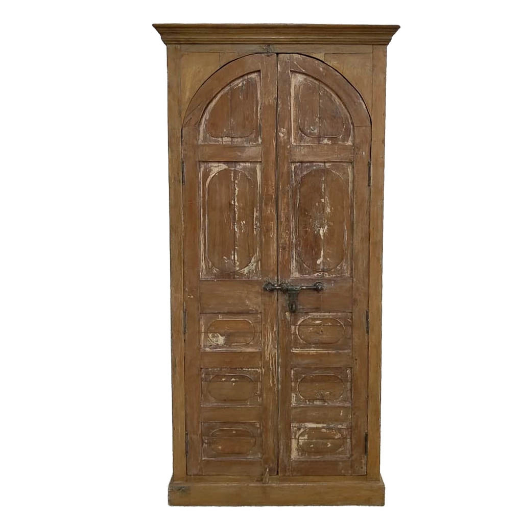 Armadio in legno con finitura artigianale marrone, 97x36x210h cm
