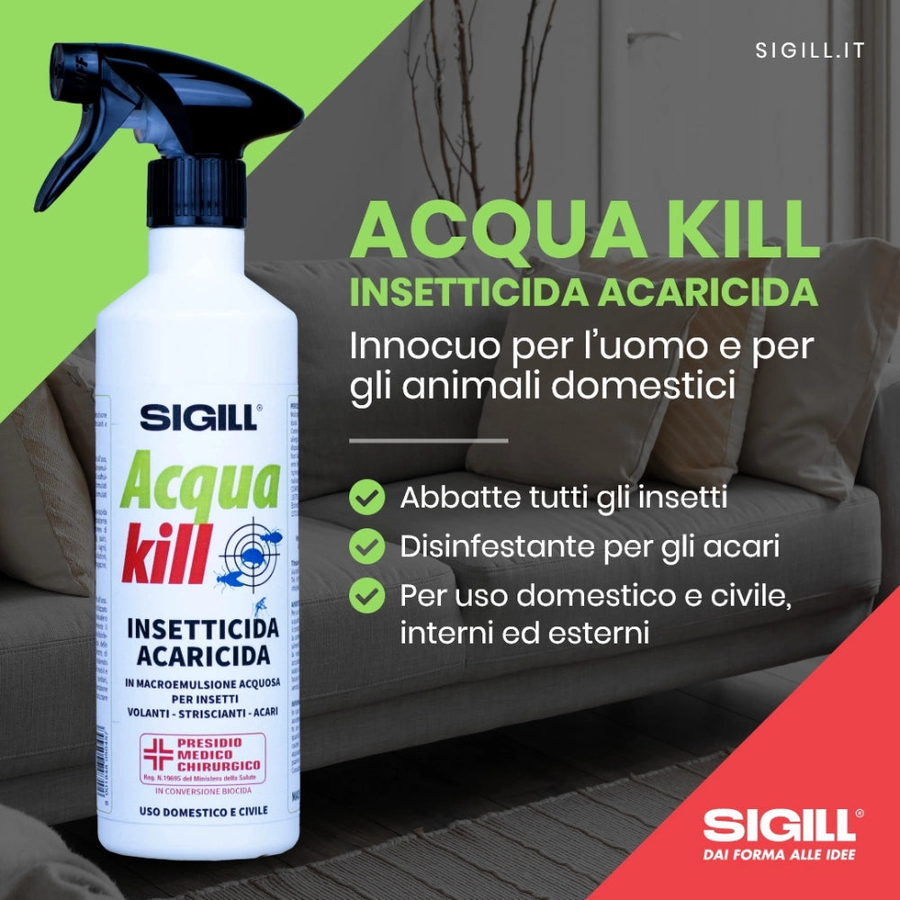 Insetticida acaricida acqua kill contro insetti striscianti volanti acari 750 ml