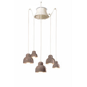 Lampadario Vintage Decò Berimbau Ceramica Marrone Moka 3 Luci E27