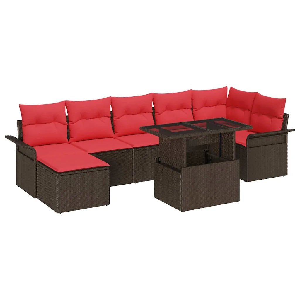 Set Divano da Giardino con cuscino 8 pcs Marrone polyrattan 3348330