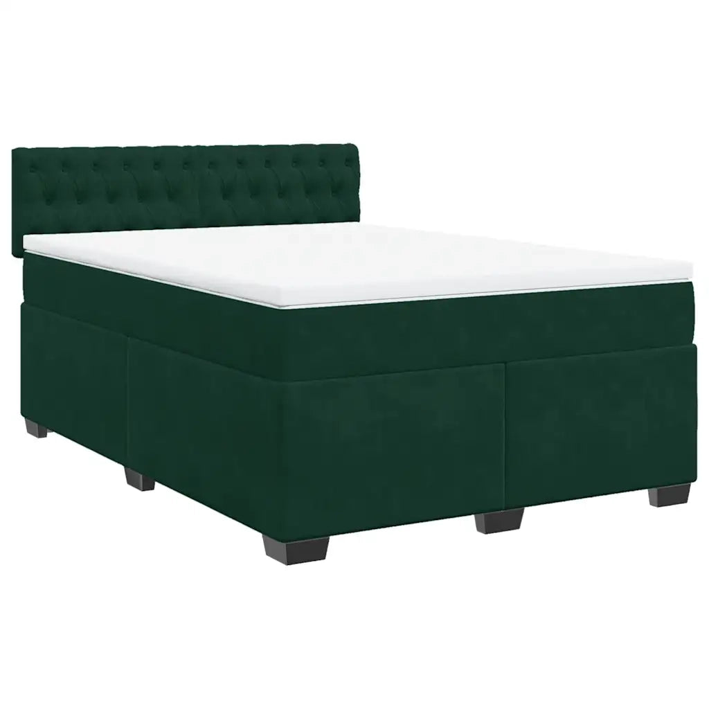 Giroletto a Molle con Materasso Verde Scuro 160x200 cm Velluto