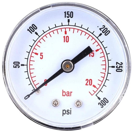 Manometro 50mm - Drukmeter - 1/8 BSPT Connettere - Adatto per Aria/Acqua/Olio/Gas - Scala Chiara - Materiale Resistente
