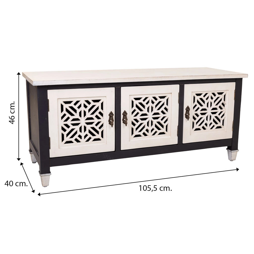 Mobile base in legno bianco 105,5x40x46h