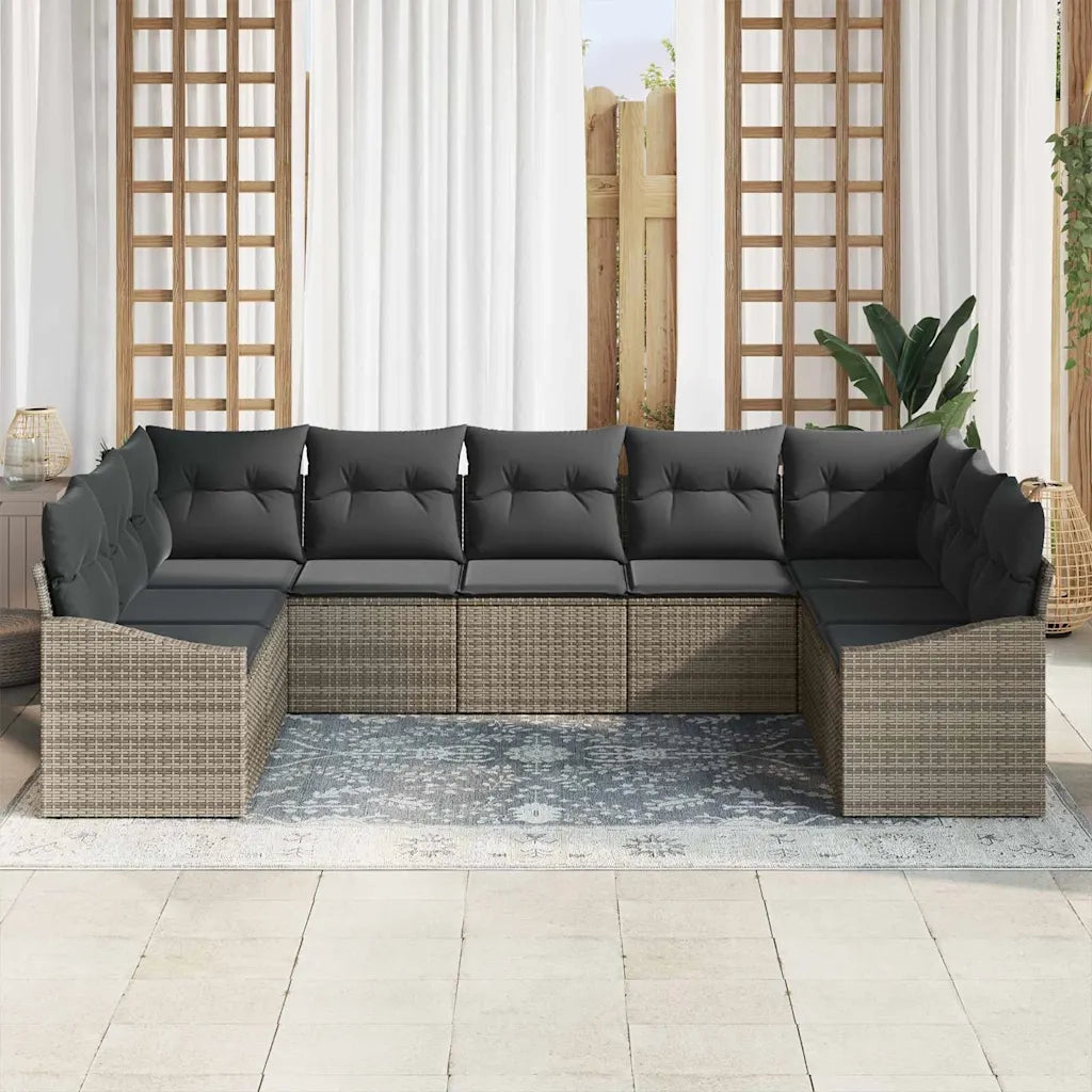 Set di divani con cuscino 9 pcs Grigio polyrattan 3346879