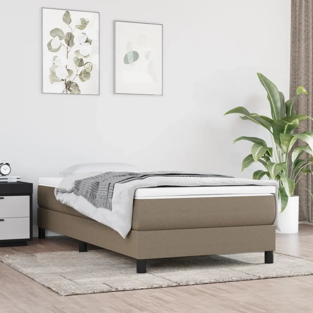 Struttura Letto a Rete a Molle-Giroletto Tortora 90x200 cm Tessuto 862387
