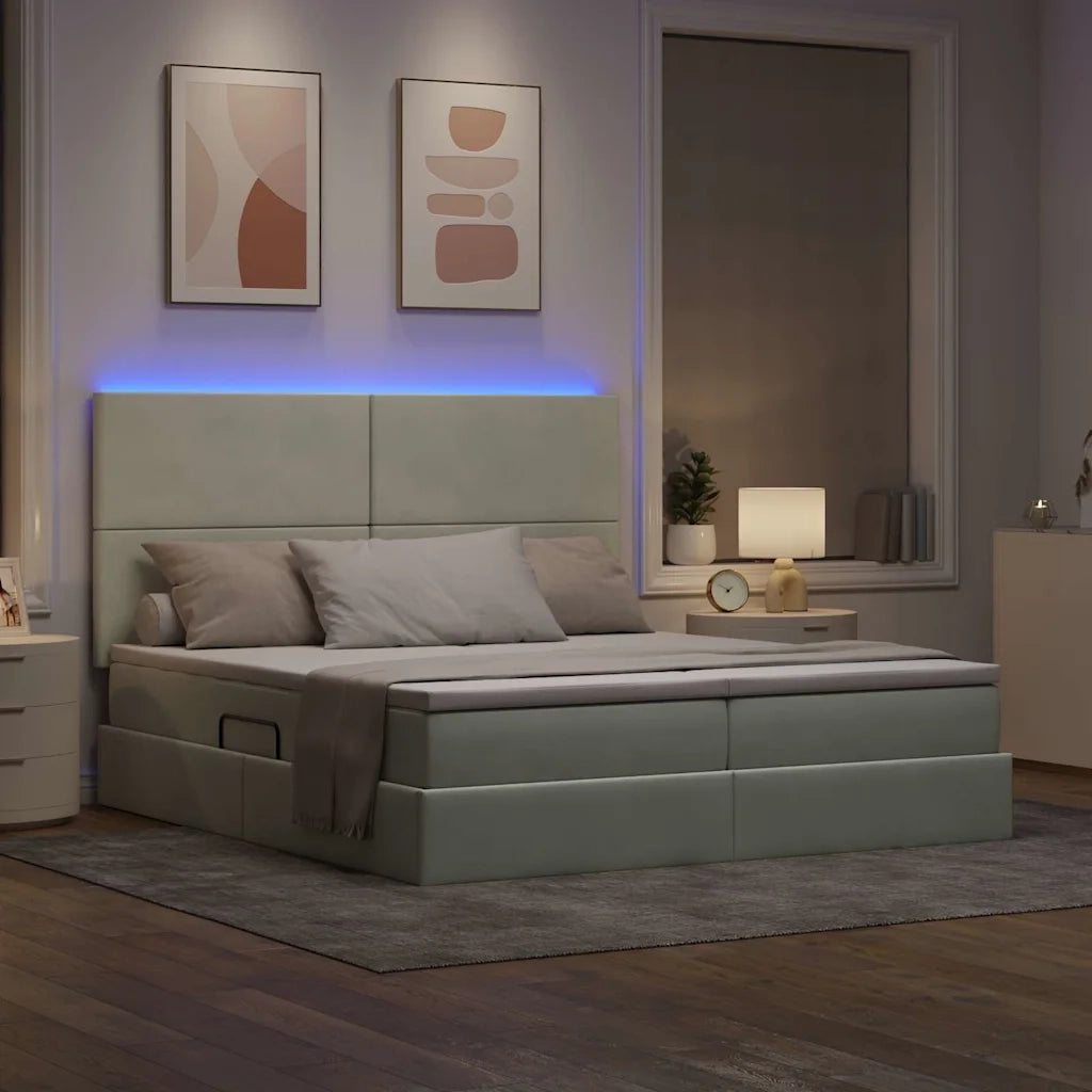 Letto con testiera Grigio chiaro 200 x 200 cm Velluto