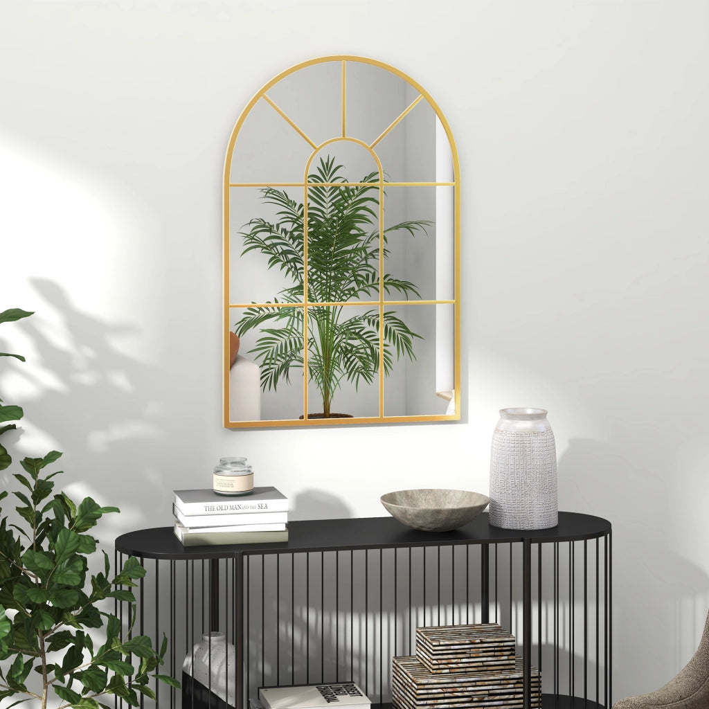 Specchio da Parete Design Finestra ¨C Xylo ¨C Cornice Metallo Oro 91x60cm