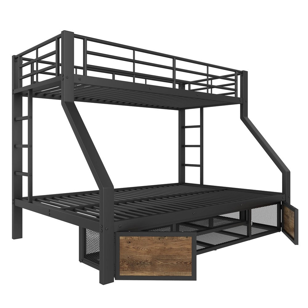 Letto a Castello per Bambini con Cassetti e Scala ¨C MINIMAL ¨C Nero 90x200 / 140x200