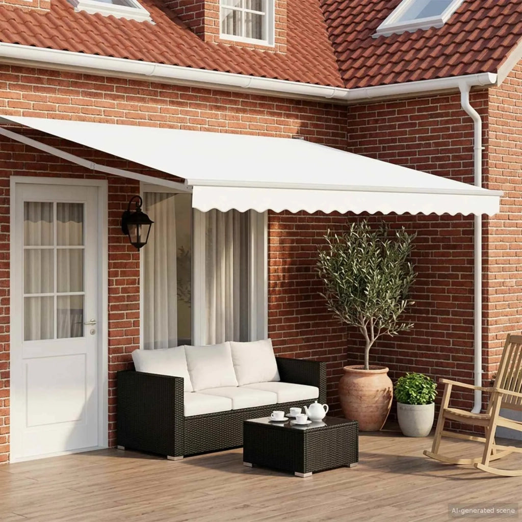 Tenda retrattile manuale con LED Bianco 4 × 3 m 3419298
