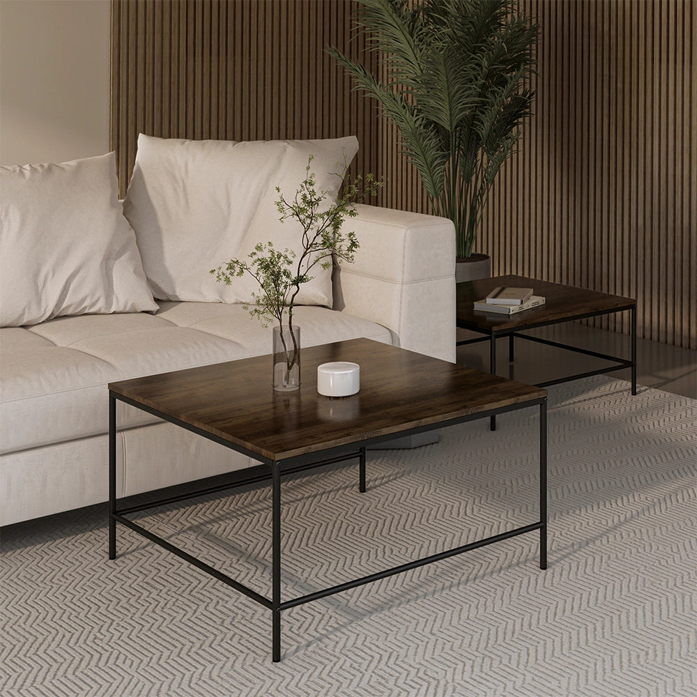 Vicco Tavolino da divano Rovere rustico 80 x 80 cm 2 parti