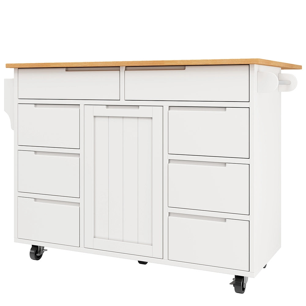 Isola cucina - Xylo - estensibile rotelle 8 cassetti bianco