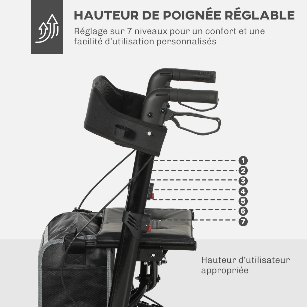 Rollator pieghevole con sedile imbottito ¨C Minimal ¨C nero 69x64x98,5cm