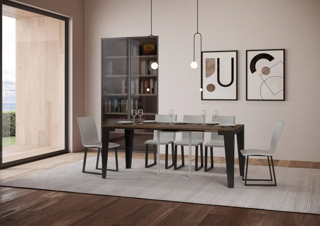Consolle allungabile 90x40/300 cm Flaris Evolution Noce telaio Antracite