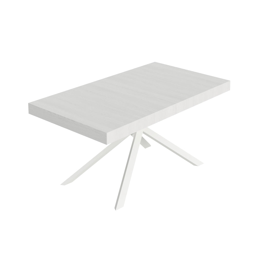 Tavolo allungabile 80x160/244 cm Niketis bianco frassino gambe bianche