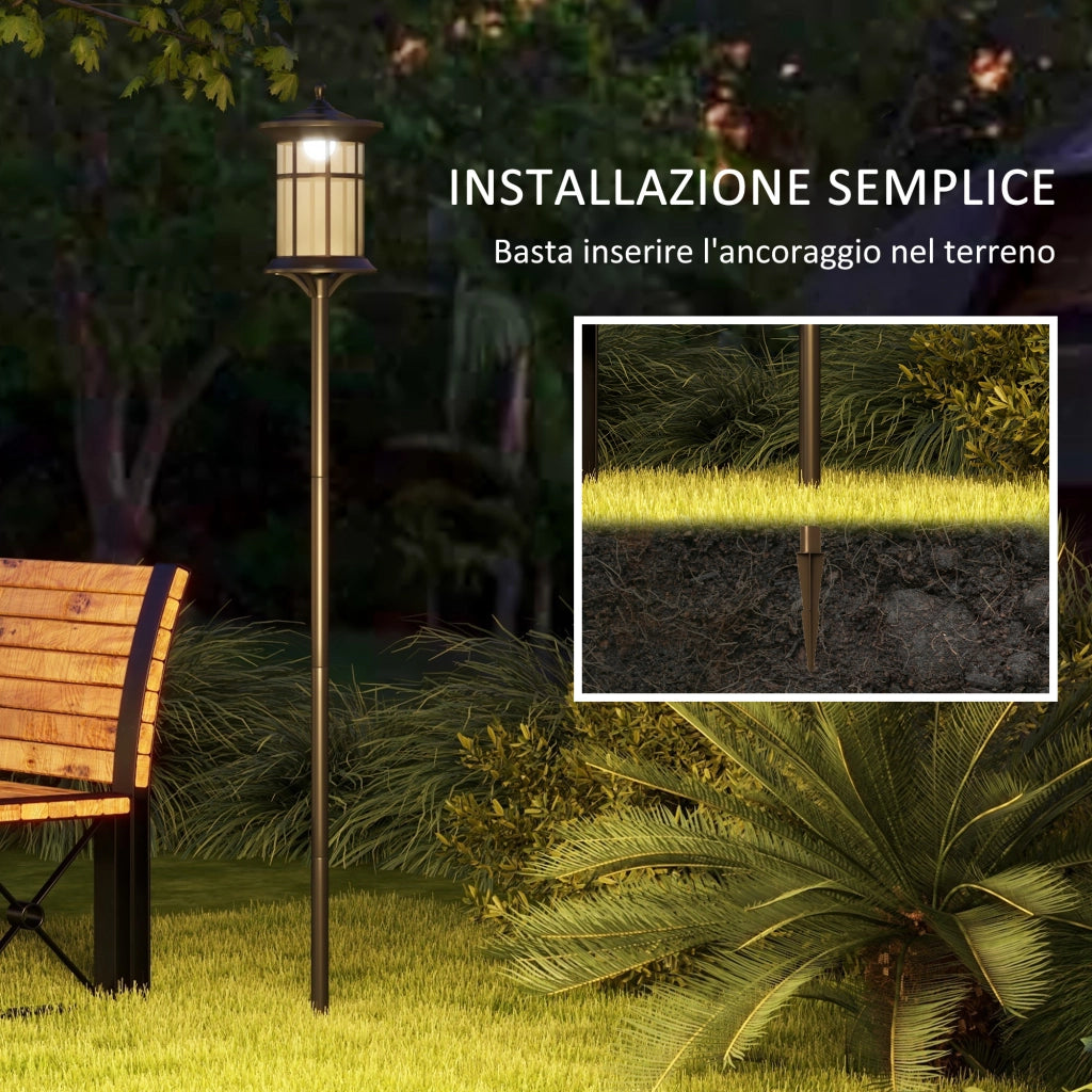Lampione Solare da Giardino ¨C Minimal ¨C Nero 184cm IP44 LED