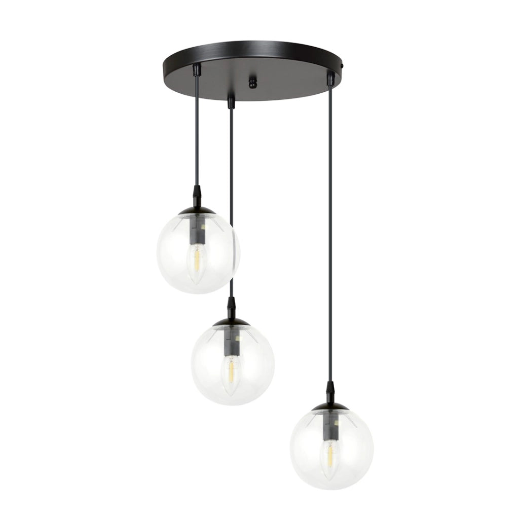 Lampadario Emibig Cosmo 3, 3xE14, nero trasparente Premium