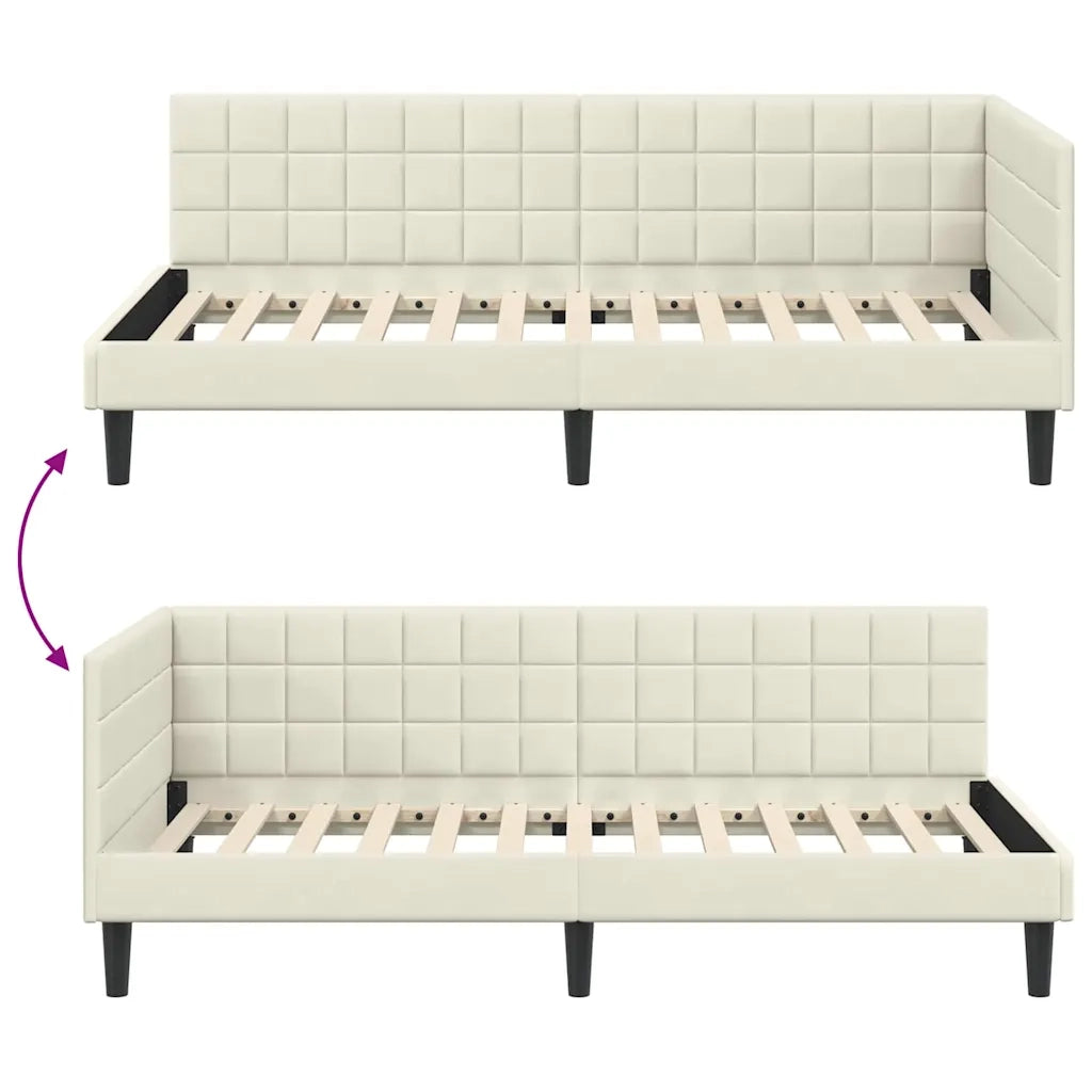 Cornice del letto ad angolo Crema 100 cm x 200 cm Velluto 42016445