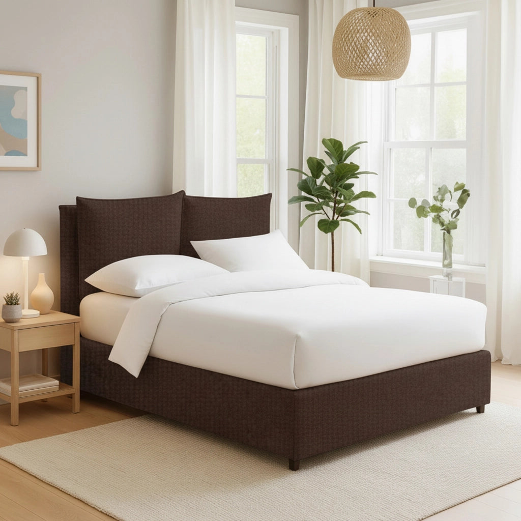 Liskeard, Letto Matrimoniale Sfoderabile Made in Italy, Marrone