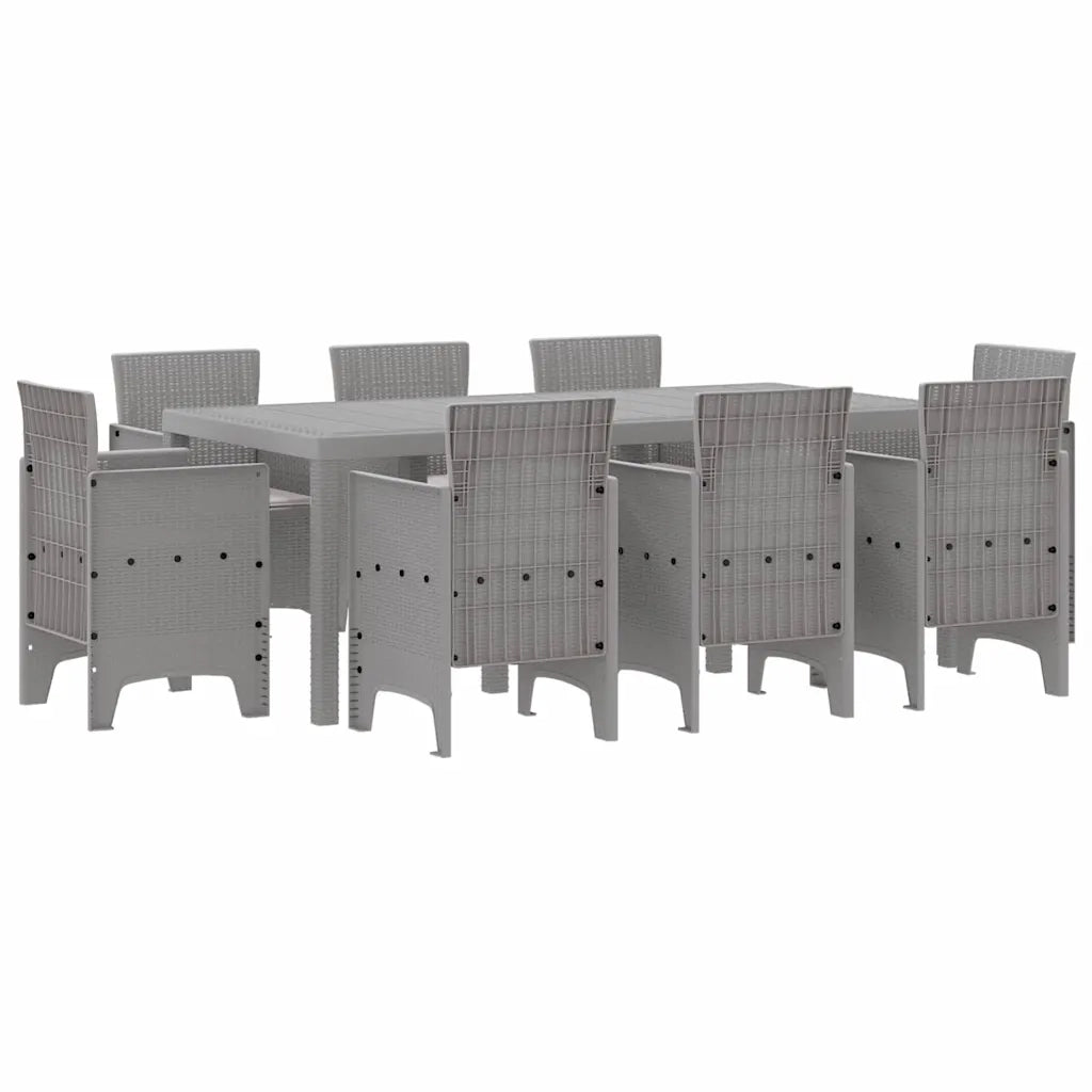 Set da Pranzo per Giardino 9 pcs Grigio Chiaro Polipropilene 3378589
