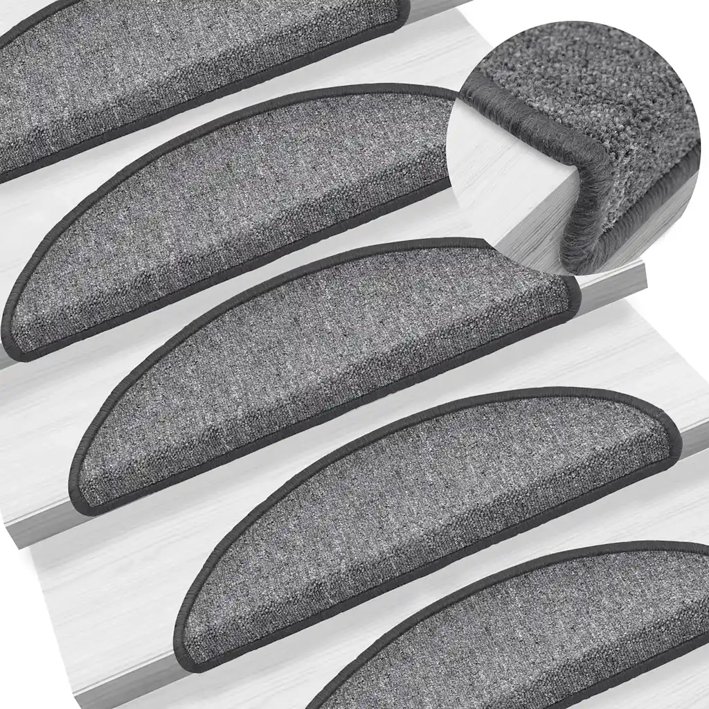Tappetini per scale 30 pz 56x17x3 cm Grigio scuro Semicircolari 3365734