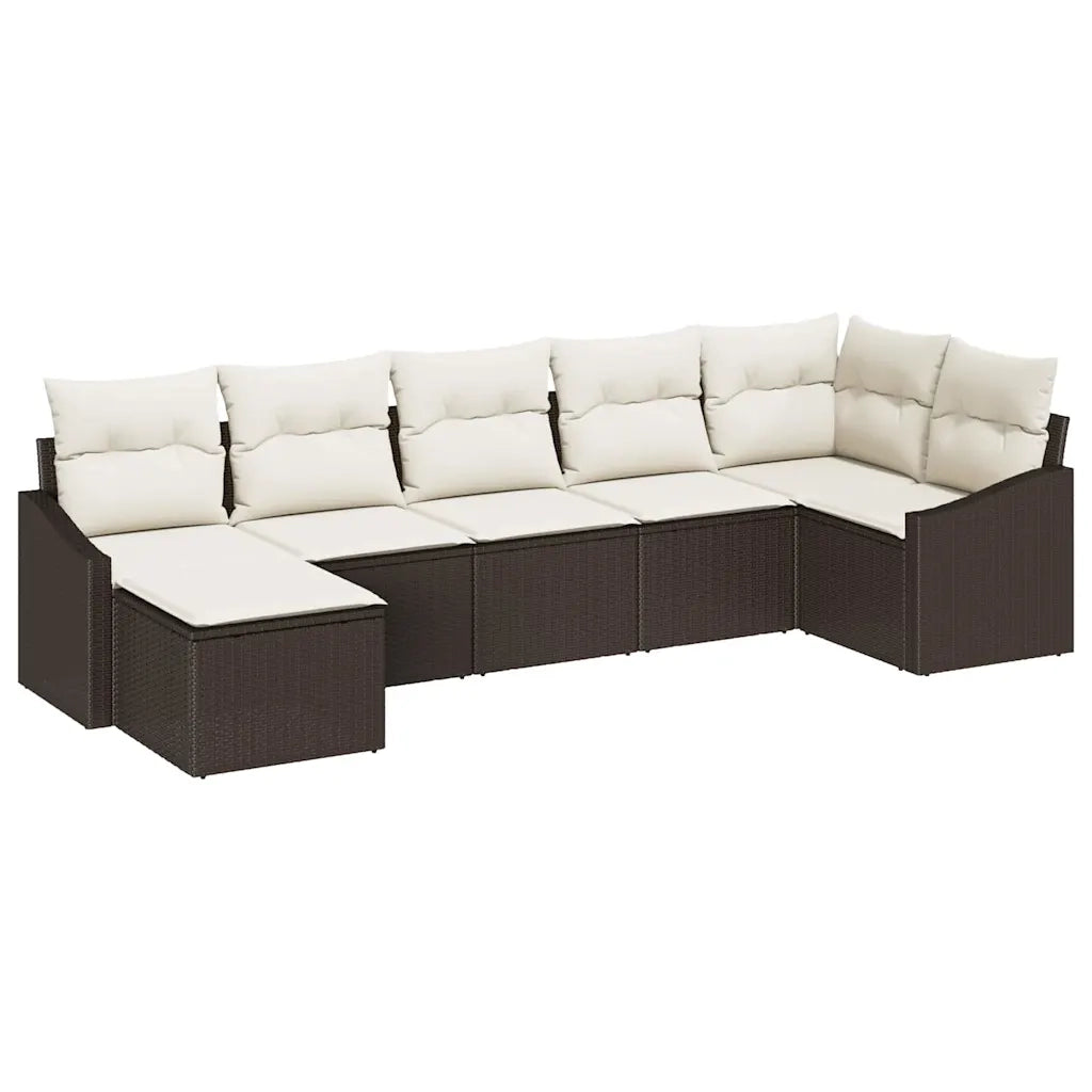 Set Divano da Giardino 7 pcs Marrone e Crema polyrattan 3355477